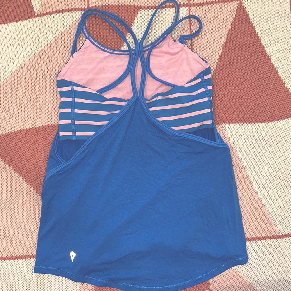 Ivivva blue tank top with built in bra size 10